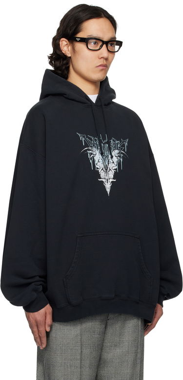 Sweatshirt VETEMENTS Vetements Bone V Oversized Hoodie Svart | UA66HD740B, 1