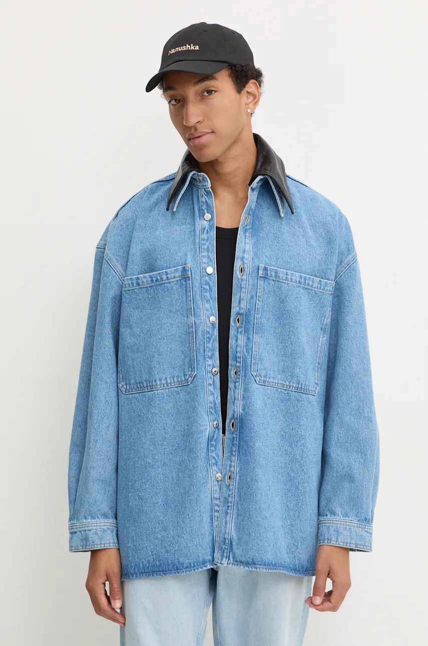Skjorta Nanushka Relaxed Denim Shirt With Classic Collar Blå | NU24PFJK00553, 0