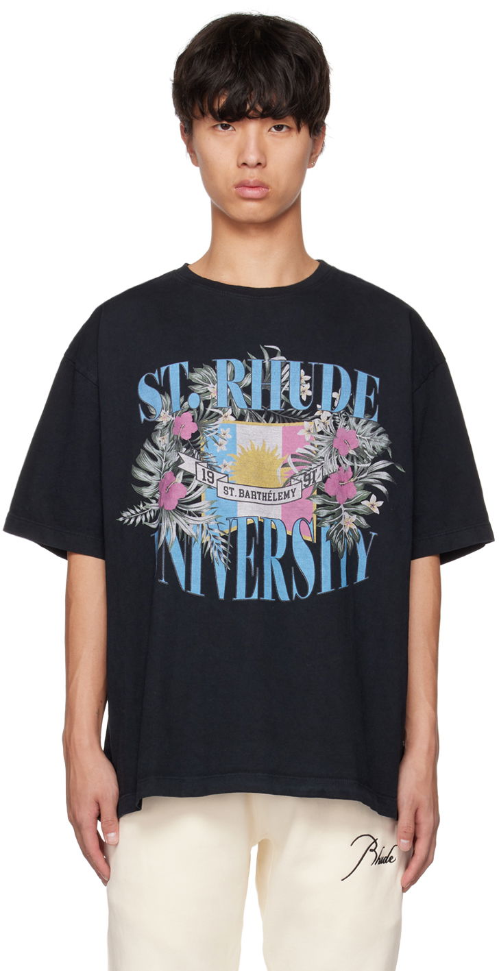 T-shirt Rhude Rhude St. Barthélémy University Graphic Tee Svart | RHPS23TT12837610
