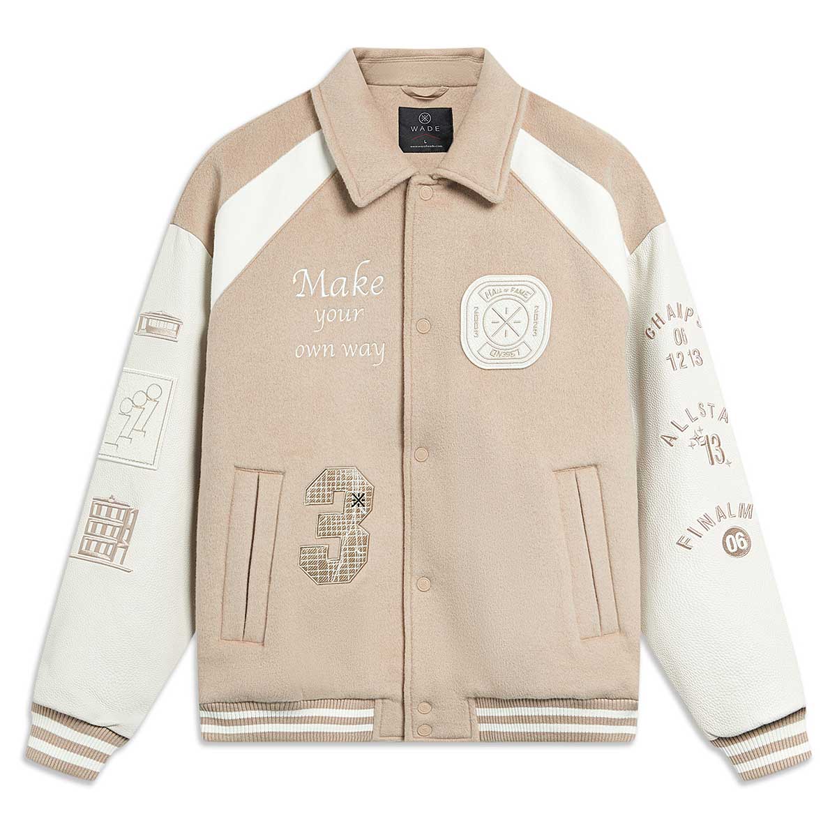 Jacka Li-Ning D. WADE Hall of Fame Varsity Jacket Beige | AJPT005-3, 1
