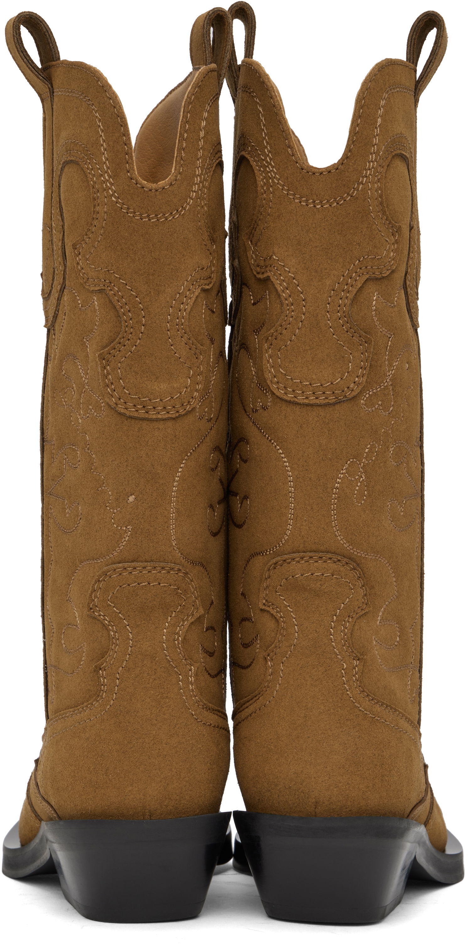 Kläder GANNI GANNI Mid Shaft Embroidered Western Boots Brun | S2742, 1
