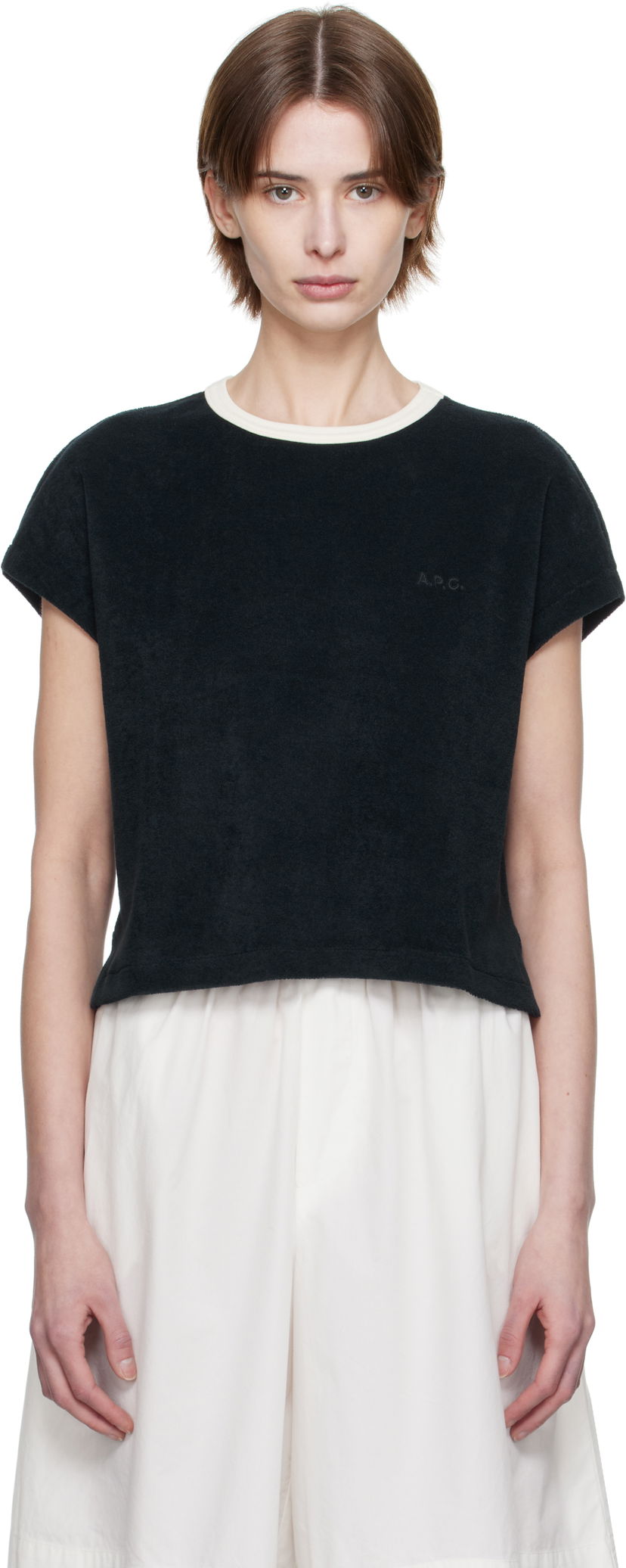 Crop top A.P.C. Kelly Cropped Terry T-Shirt Svart | COEWT-F26462