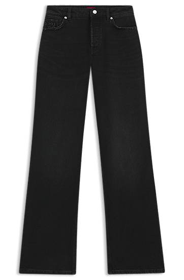 Jeans BOSS Comfort-Stretch Wide-Leg Jeans Svart | 50546496