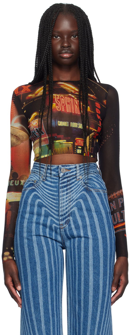 Crop top Jean Paul Gaultier Gaultier 'The Pigalle Crop' Long Sleeve T-Shirt Flerfärgad | 24/30-F-TO205-T552-00301550