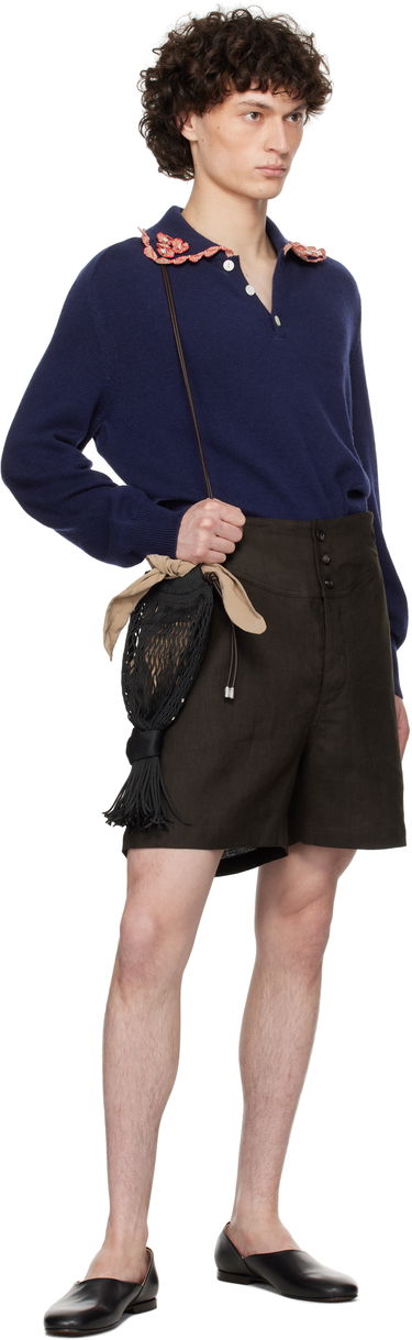 Shorts Bode Bode Linen Cot Shorts Brun | MRS25BT056, 3