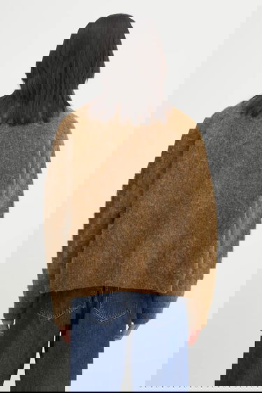 Sweater Martine Rose Martine Rose Brushed Mohair V-Neck Sweater Brun | 948YA0700, 2