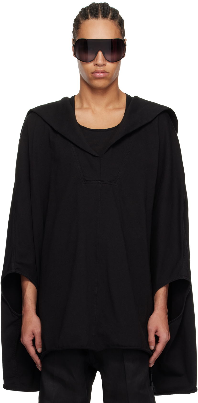 Sweater Rick Owens Rick Owens Kaftan Hoodie Svart | RR01E5505 RIG
