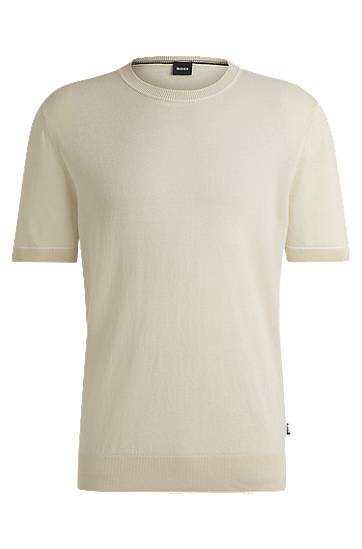 Sweater BOSS Linen-Blend Knit Sweatshirt Beige | 50537639