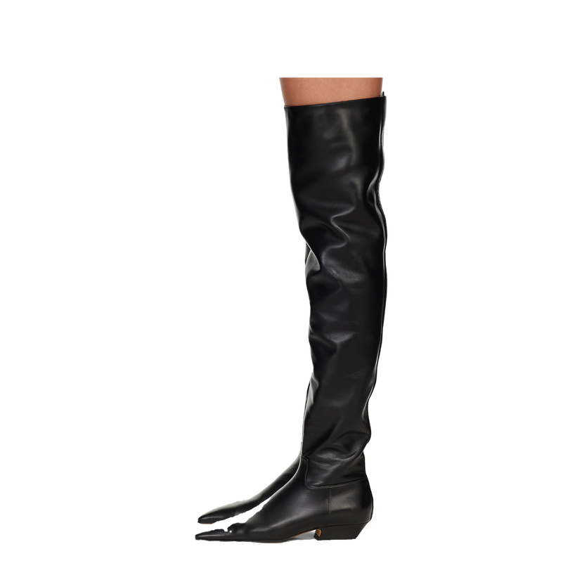 Sneakers och skor Khaite Black 'The Marfa Over-The-Knee Flat' Boots Svart | F1070-824