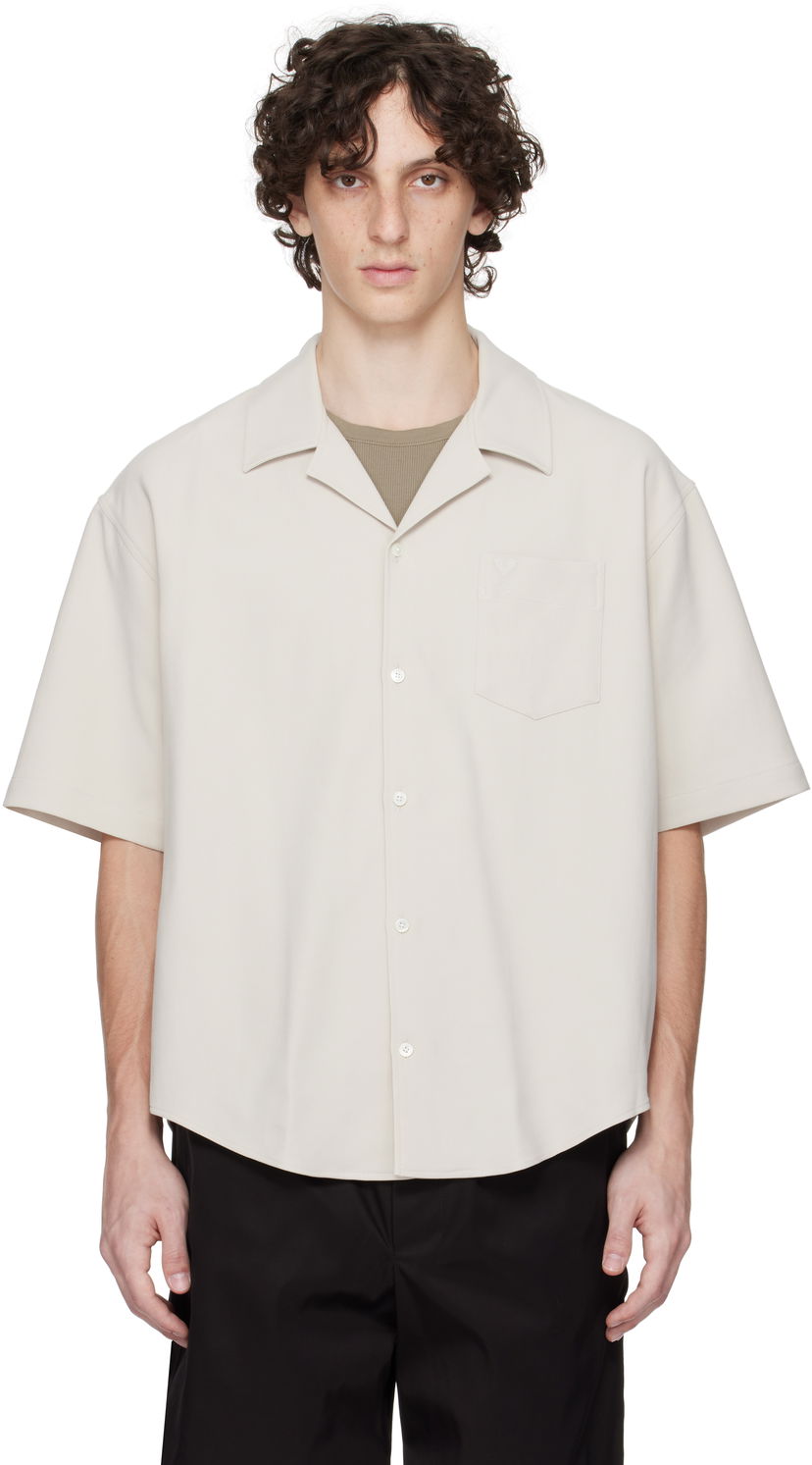 Skjorta AMI AMI Paris Camp Collar Shirt Beige | HSH219.CO0106