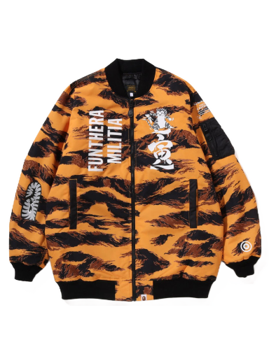 Jacka BAPE Tiger Camo Long MA-1 Jacket Orange | 1I70-141-001