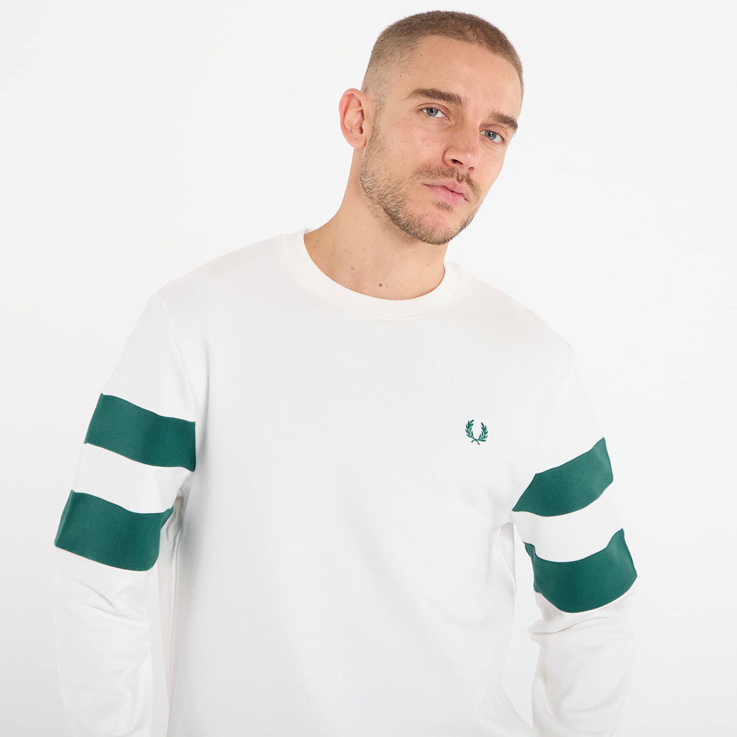 Sweatshirt Fred Perry Peached Tipped Sleeve Sweatshirt Vit | M1731 129, 1