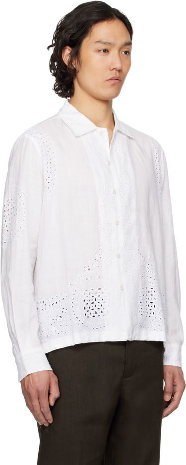 Skjorta Bode Bode Belvoir Eyelet Shirt Vit | MRS25SH039, 1