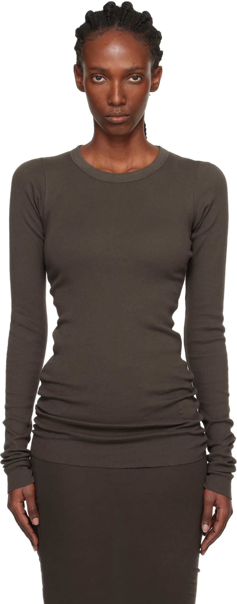 T-shirt Rick Owens DRKSHDW Concordians Ribbed Long-Sleeve T-shirt Brun | DS02E7217 RN