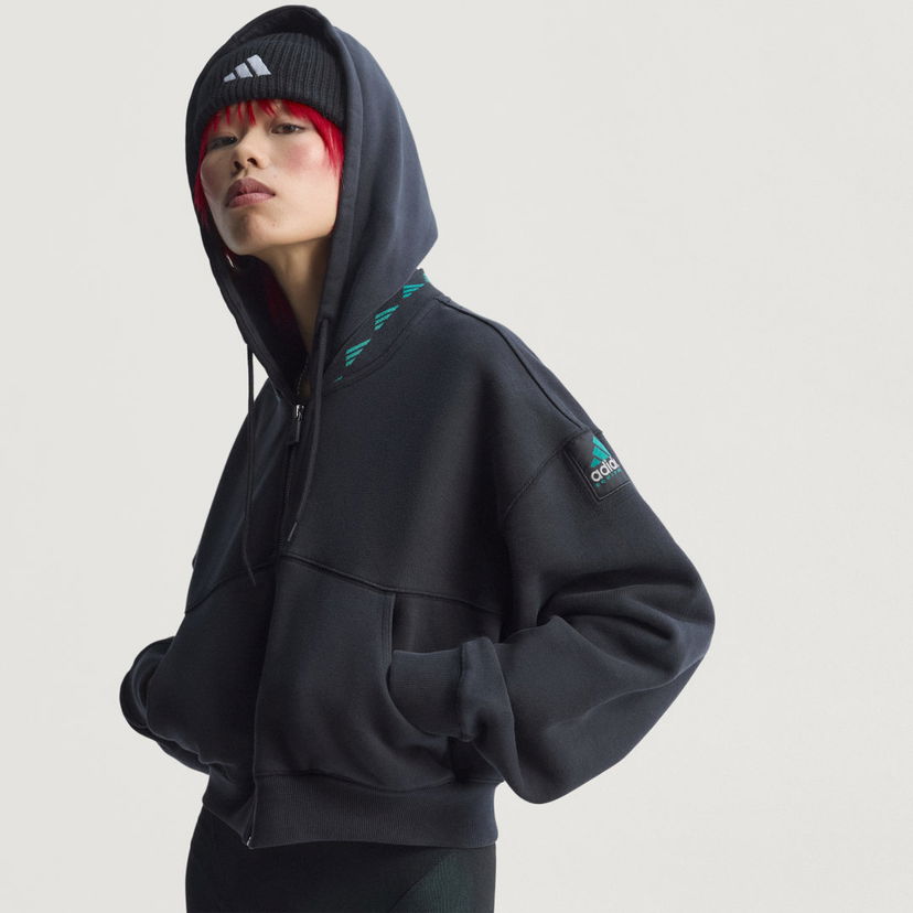 Sweatshirt adidas Performance EQT Cropped Hoodie Svart | JW7348