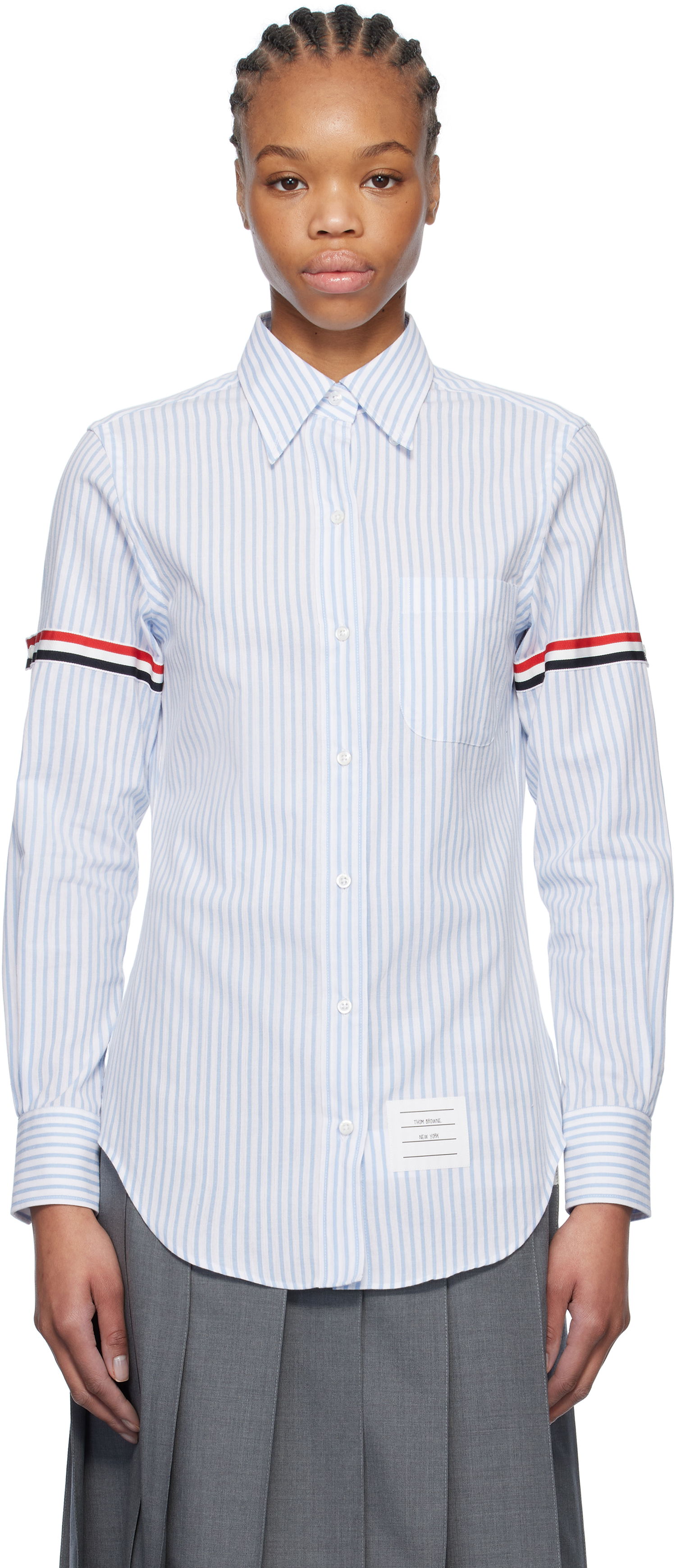 Skjorta Thom Browne Thom Browne Striped Oxford Shirt with 4-Bar Blå | FLL005O-F0810, 0