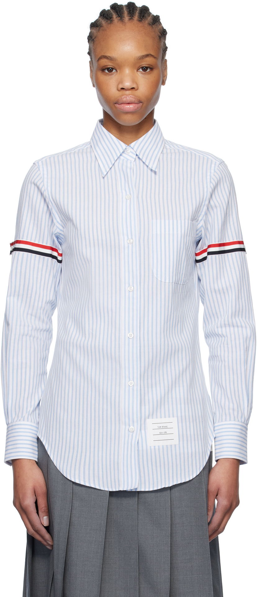 Skjorta Thom Browne Thom Browne Striped Oxford Shirt with 4-Bar Blå | FLL005O-F0810