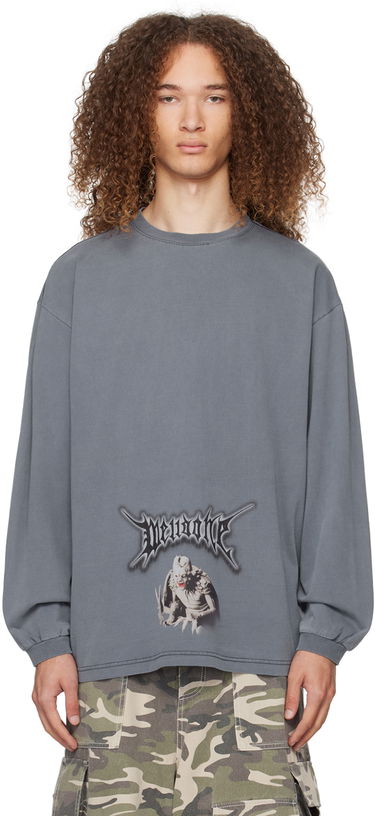 T-shirt We11done Monster Graphic Long Sleeve T-Shirt Blå | WD-TT0-24-718-U-NV, 0