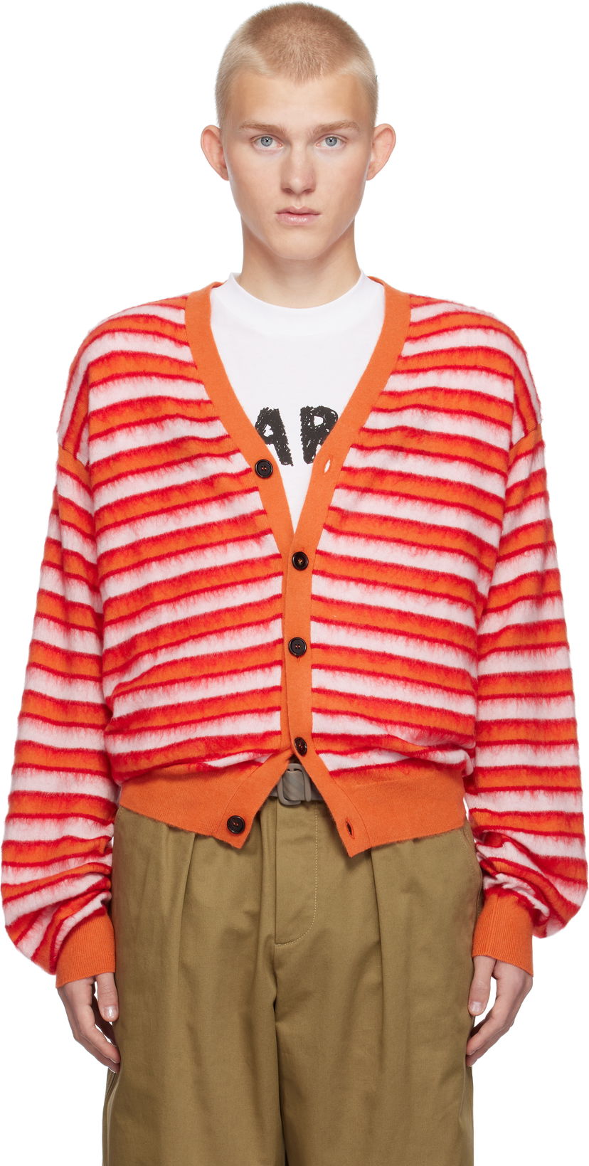 Sweater Marni Wool Mohair Striped Cardigan Flerfärgad | CDMG0137Q0 UFW617