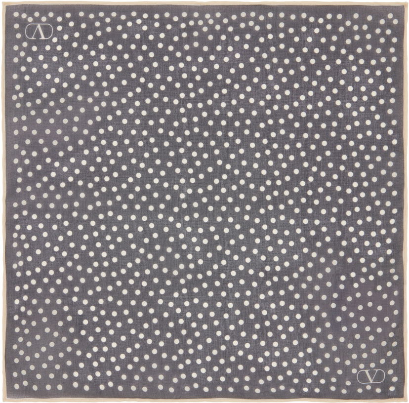 Halsduk Valentino Valentino Garavani Chez Valentino Silk Pocket Square with Polka Dot Print Grå | 6W0EX002TTR