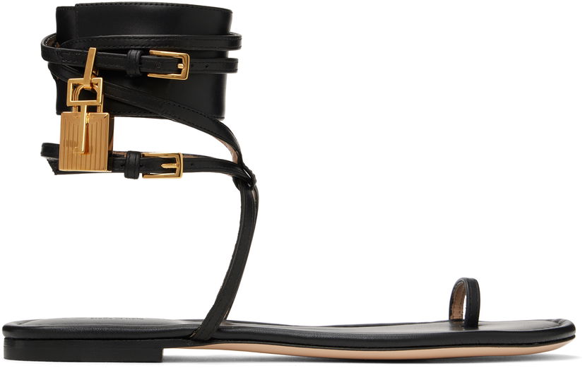 Tillbehör Tom Ford TOM FORD Soft Calf Ankle Wrap Sandals Svart | W3669-LCL002G