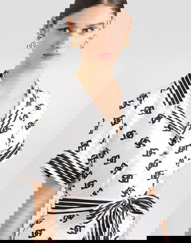 Skjorta Dolce & Gabbana Dolce & Gabbana DG All-Over Logo Print Silk Twill Shirt Vit | F5G67THI1Z6HA9CN, 3