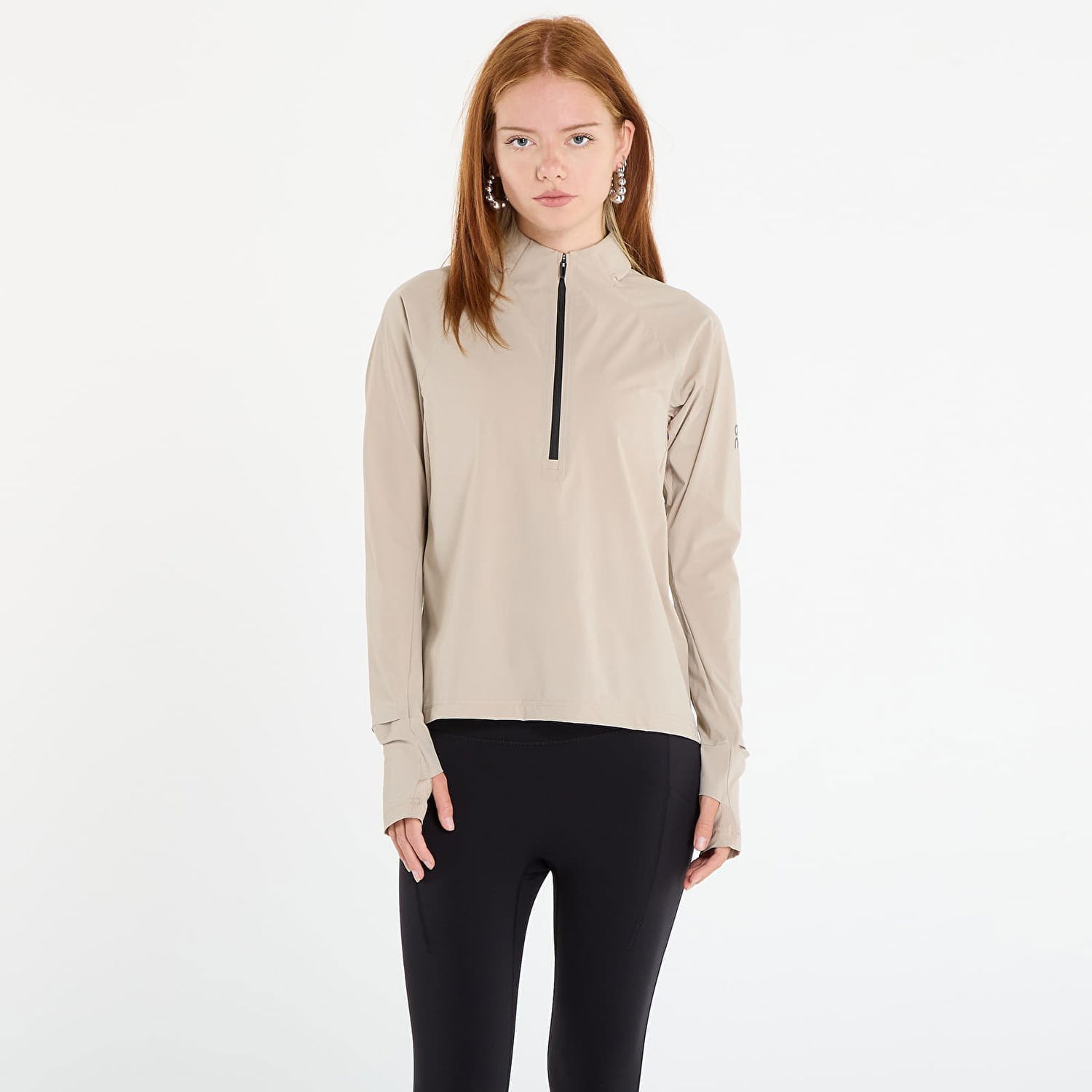 Vindjacka On Running Long Sleeve Quarter-Zip Jacket with Thumbholes Trail Breaker Beige | 1WE30150603, 0