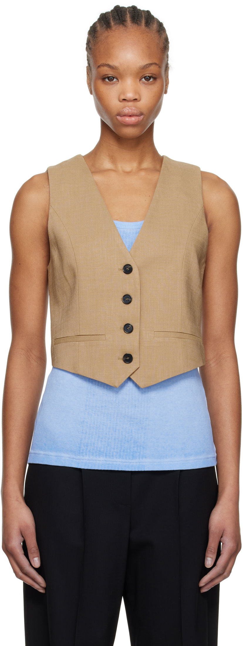 Väst MSGM MSGM Button Vest Brun | 3841MDW01 257106