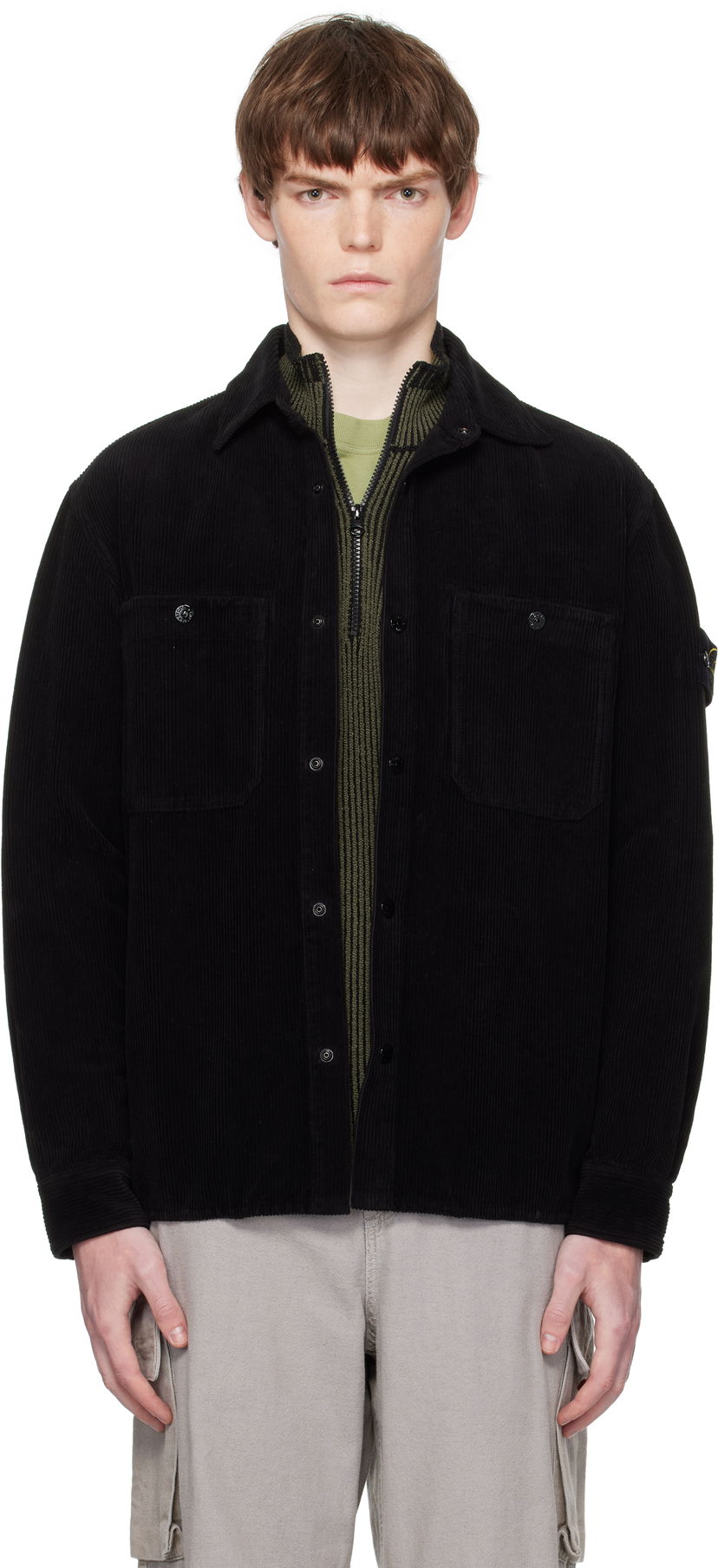 Skjorta Stone Island Organic Cotton Corduroy Overshirt Svart | K2S15 1200012 S0212