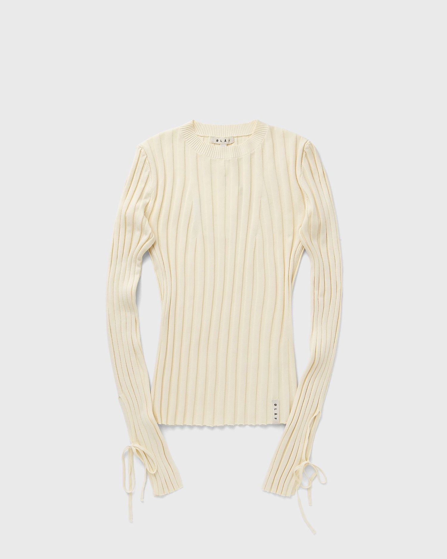 Sweater ØLÅF Tie Sleeve Ribbed Knit Top Vit | W220708-OFF-WHITE, 1
