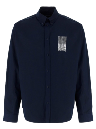 Skjorta Balenciaga Barcode Logo Shirt Mörkblå | 662982TKM028065