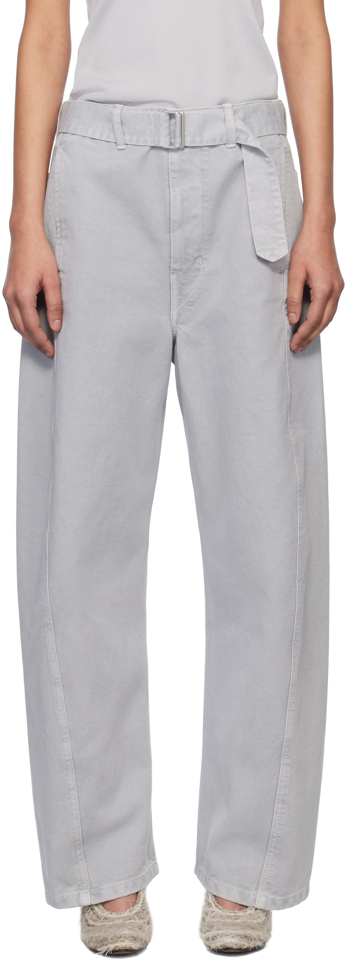 Cargo byxor LEMAIRE Lemaire Twisted Belted Trousers Grå | PA326 LD1036, 0