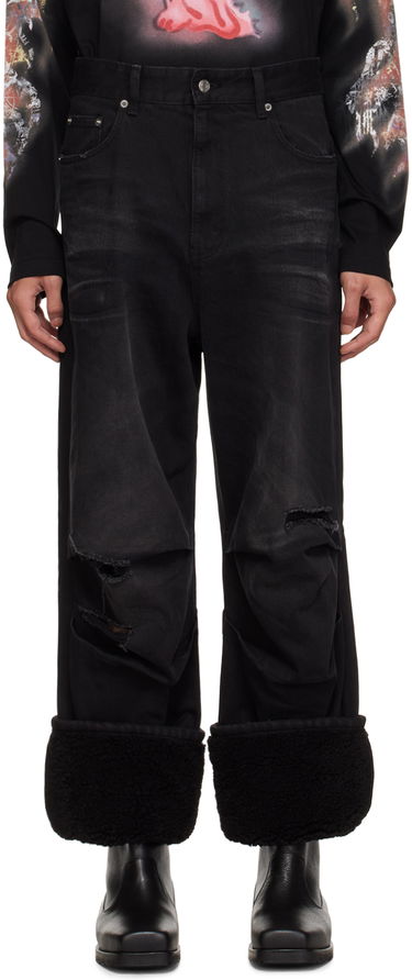 Jeans We11done We11done Faded Shearling Cuff Jeans Svart | WD-DP3-23-315-M-BK, 0