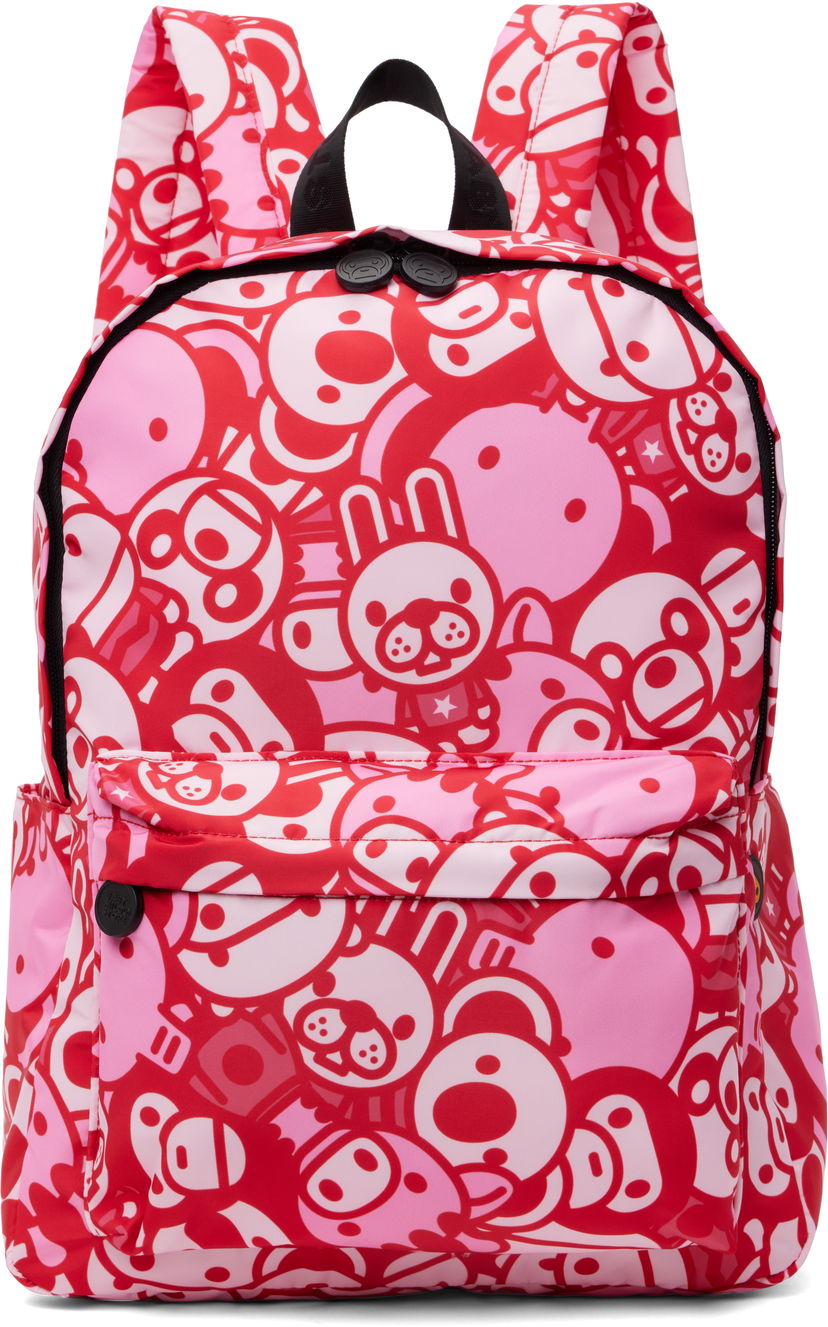 Ryggsäck BAPE A Bathing Ape ABC Milo All Friends Medium Backpack Röd | 0MXBGW4274XXO