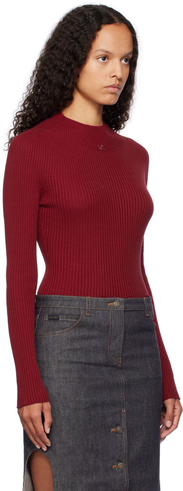 T-shirt Courrèges Long Sleeved Fitted Sweater Röd | 124MPU128FI0049, 1