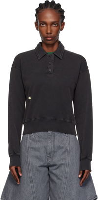 JW Anderson Embroidered-Logo Long-Sleeve Polo Sweatshirt