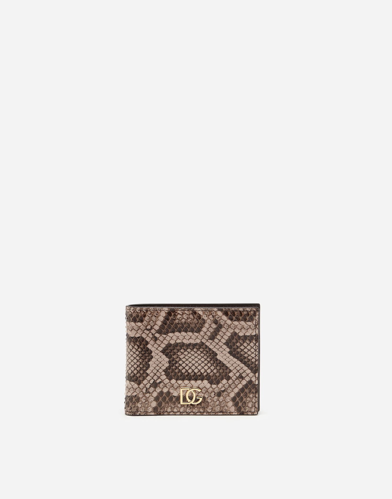 Plånbok Dolce & Gabbana Dolce & Gabbana Python Leather Bifold Wallet with Crossover DG Logo Beige | BP2463A204387145, 0