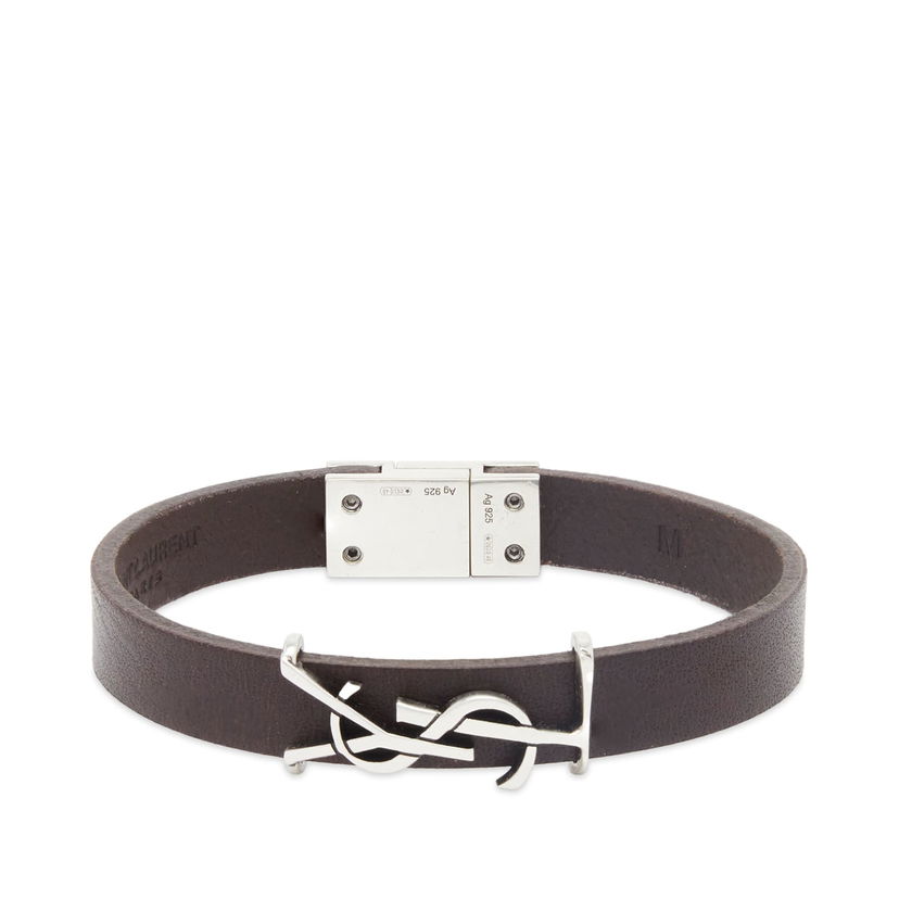 Armband Saint Laurent YSL Leather Bracelet Svart | 783110Y1019-2045