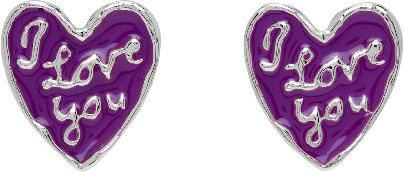 Örhängen Chopova Lowena Chopova Lowena Heart "I Love You" Earrings Purpur | 6575