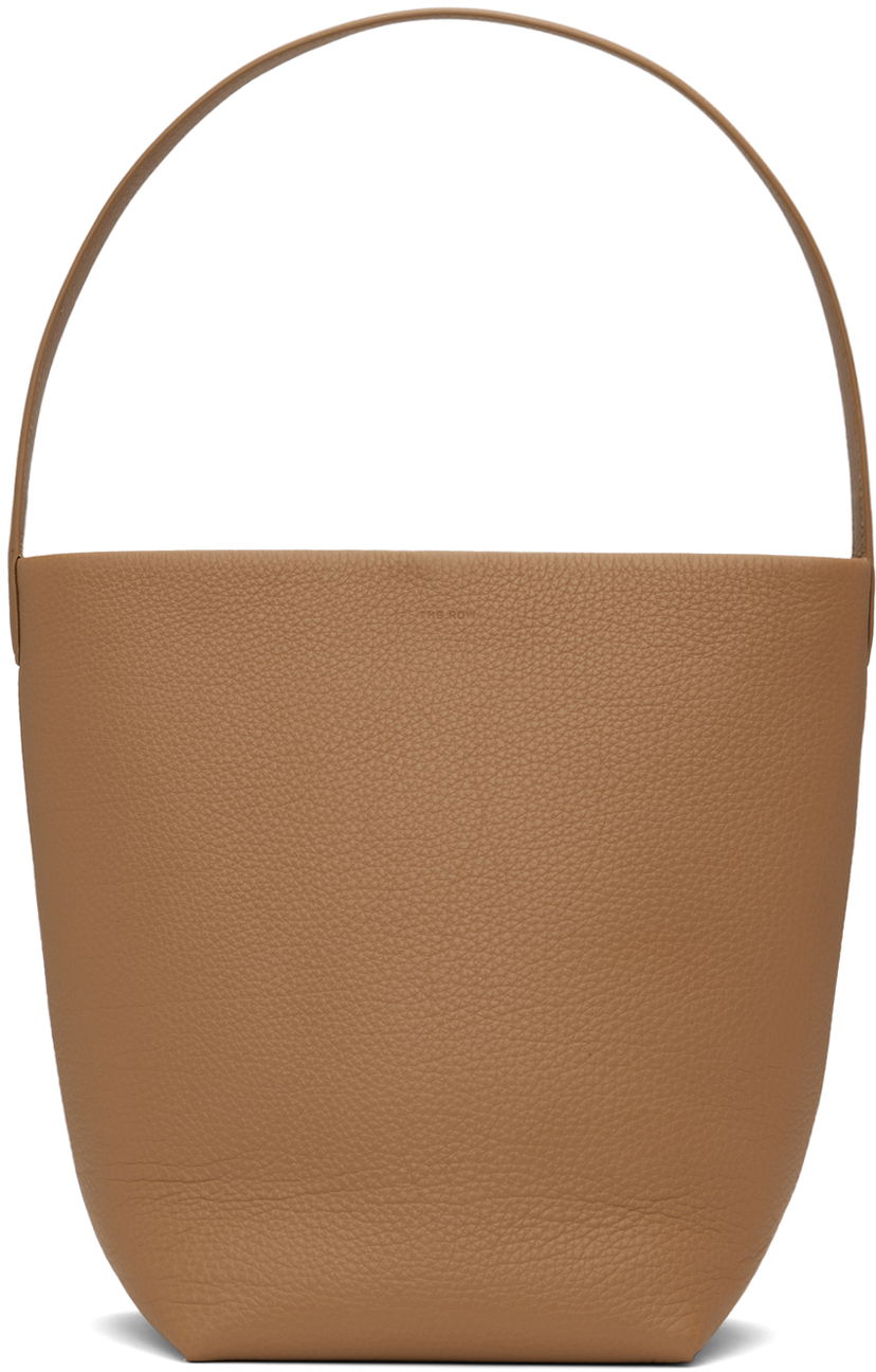 Tygpåse The Row Medium Pebbled Leather Tote Bag Brun | W1313-L129