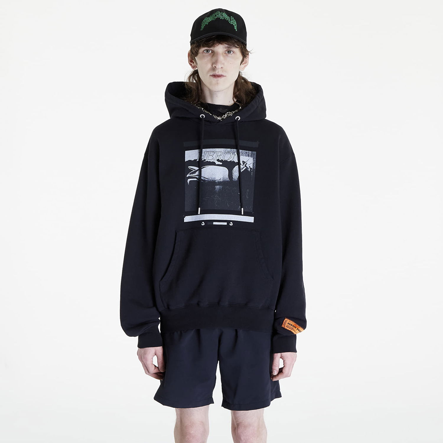 Sweatshirt HERON PRESTON Misprinted Heron Hoodie Svart | HMBB024S23JER0051010, 0