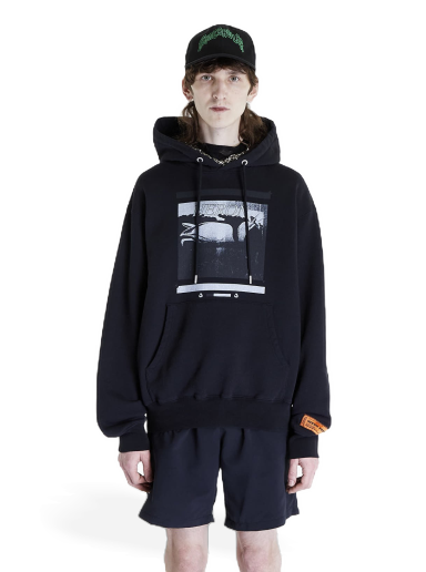Sweatshirt HERON PRESTON Misprinted Heron Hoodie Svart | HMBB024S23JER0051010