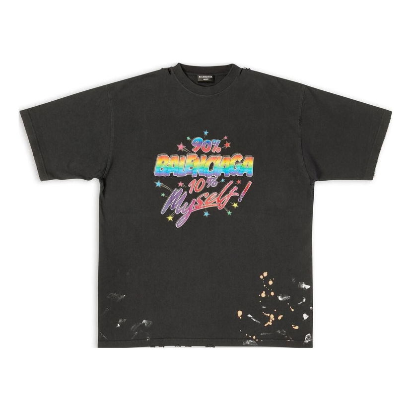 T-shirt Balenciaga 90/10 Graphic Print T-Shirt Svart | 641675TMVH31055