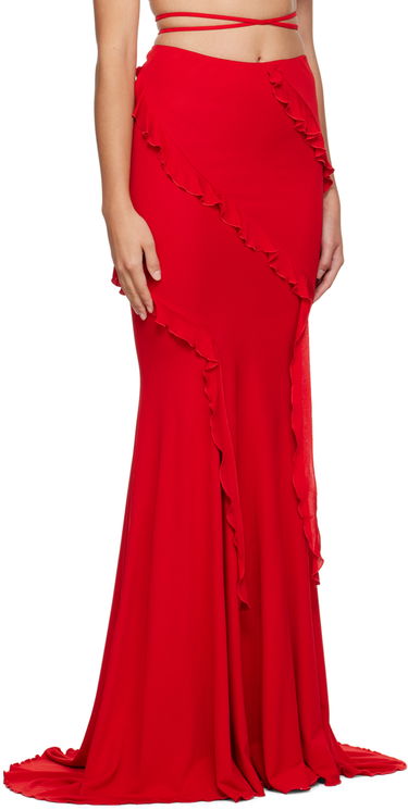 Kjol Blumarine Blumarine Ruffled Maxi Skirt Röd | P344G007A, 1