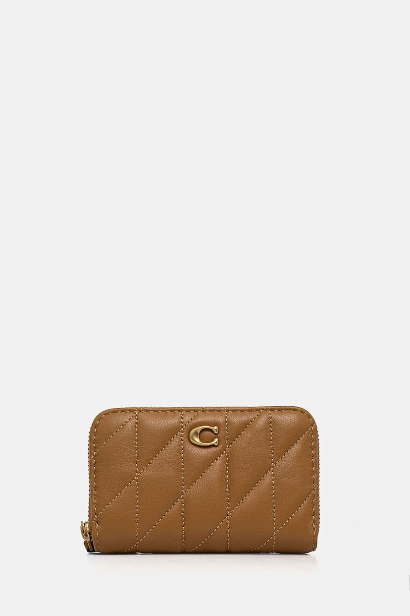 Plånbok Coach Coach Quilted Leather Zip Around Wallet Brun | CM505