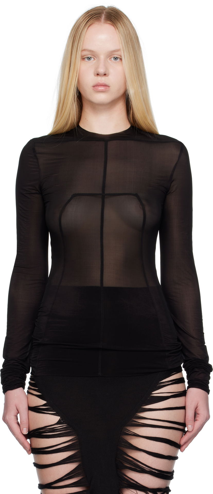 Jersey Rick Owens Rick Owens Lido Stretch Cupro Jersey Top Svart | RO01E7265 BZ