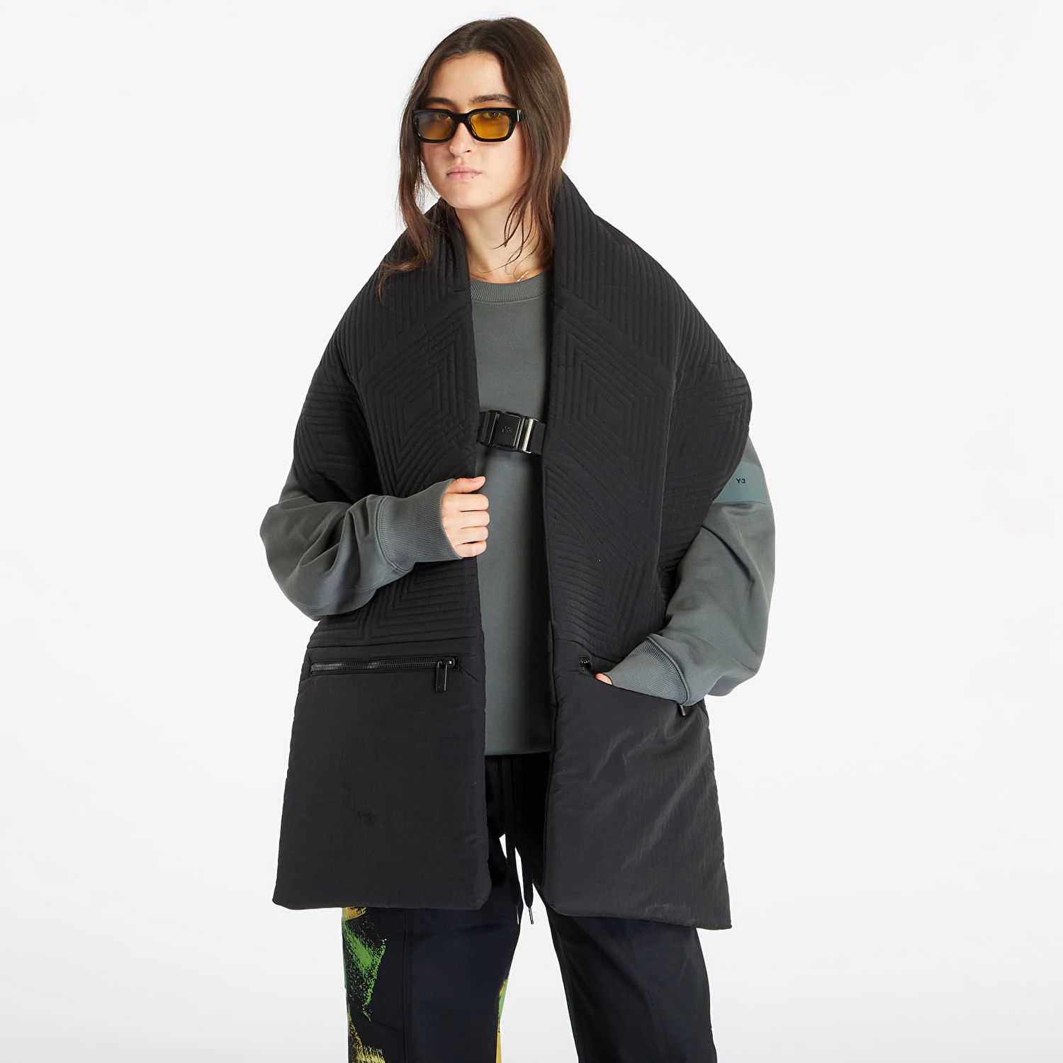 Halsduk Y-3 Quilted Scarf Black Svart | IP7161, 0