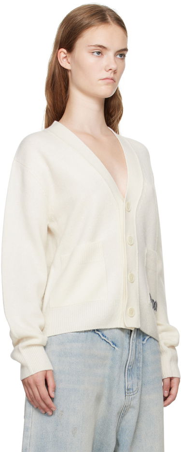 Sweater We11done Jacquard-Logo  Cardigan Vit | WD-KC3-23-621-U-IV, 1