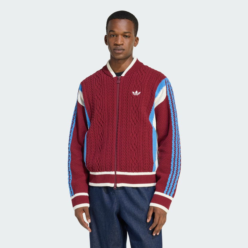 Bomberjacka adidas Performance Retro Remix Knit Bomber Jacket Bourgogne | KR7633