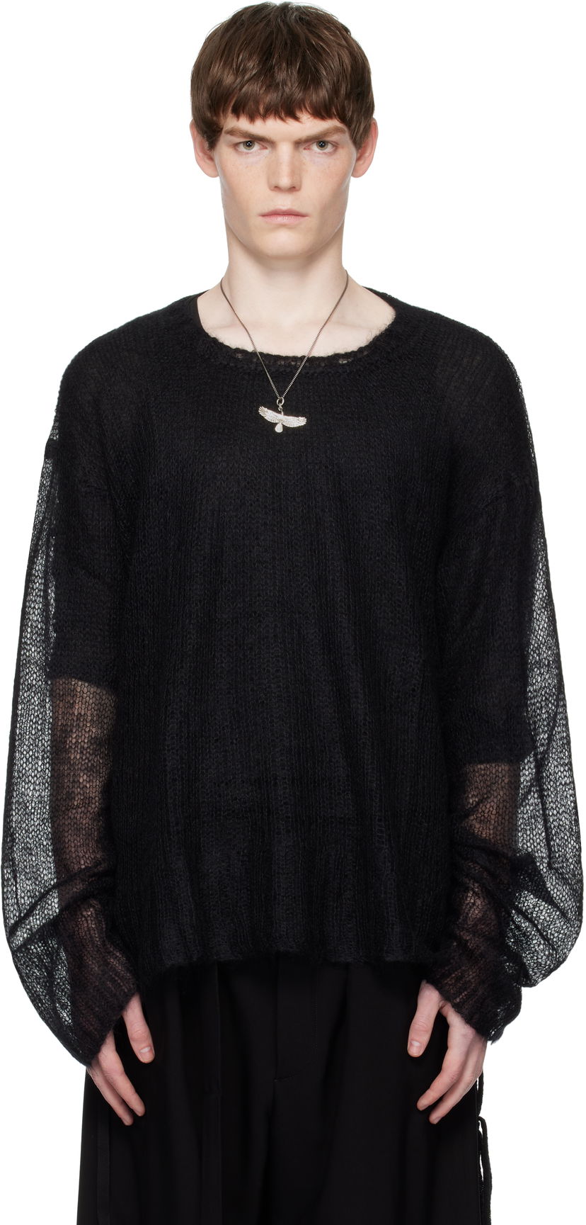 Sweater Ann Demeulemeester Ann Demeulemeester Kent Open Neck Sweater Svart | B0012862-KN058-099
